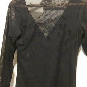 Sexy sheer lace black plunge neck